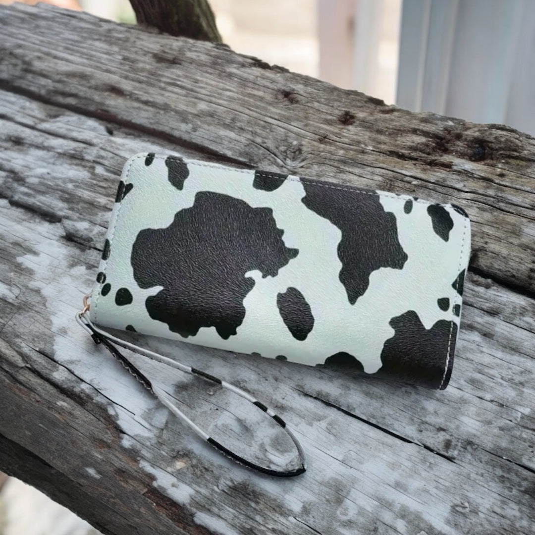 Cow Print Clutch Zippered Wallet