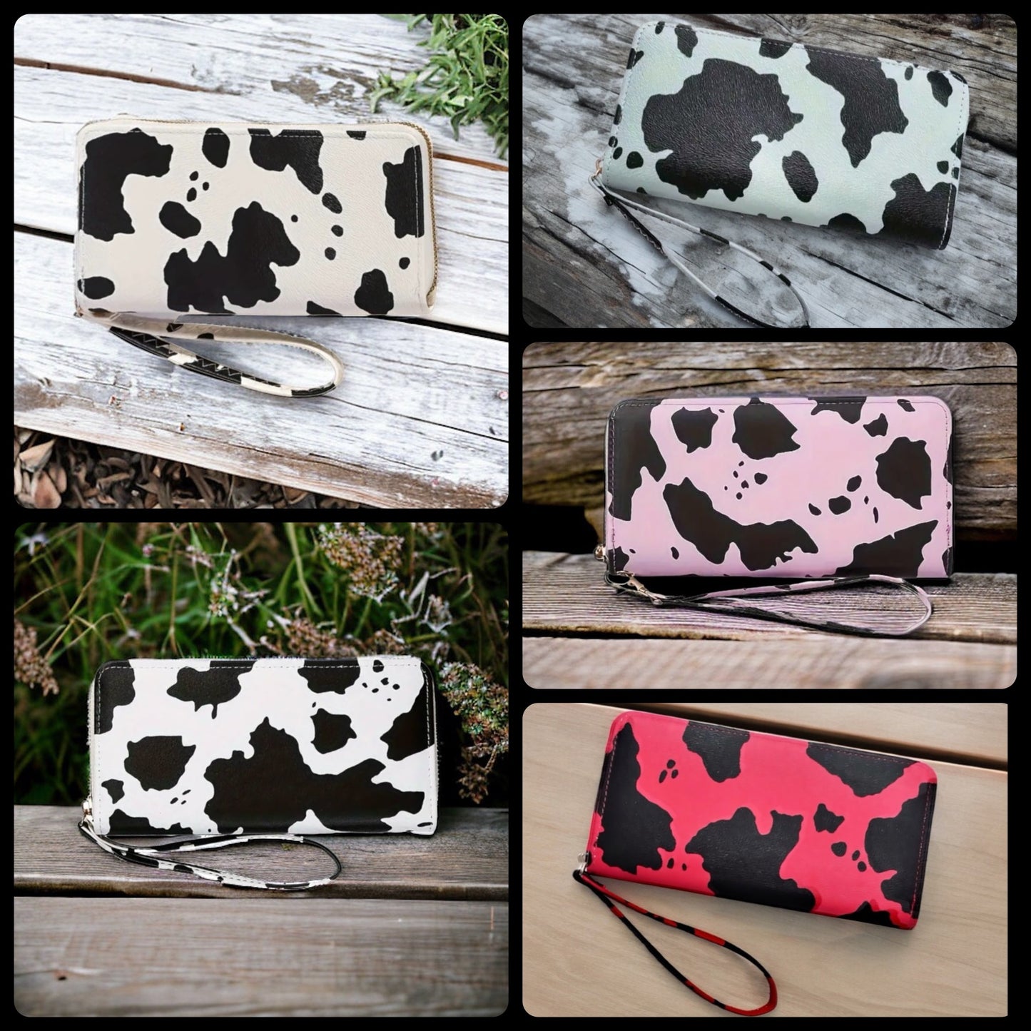 Cow Print Clutch Zippered Wallet