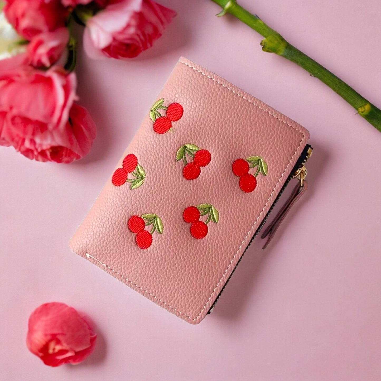 Small Faux Leather Cherry Wallet