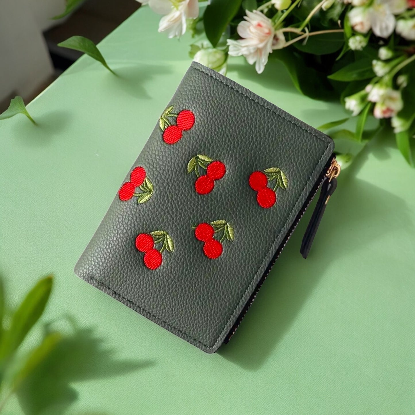 Small Faux Leather Cherry Wallet