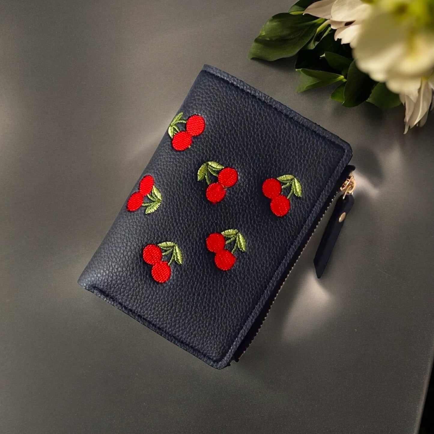 Small Faux Leather Cherry Wallet