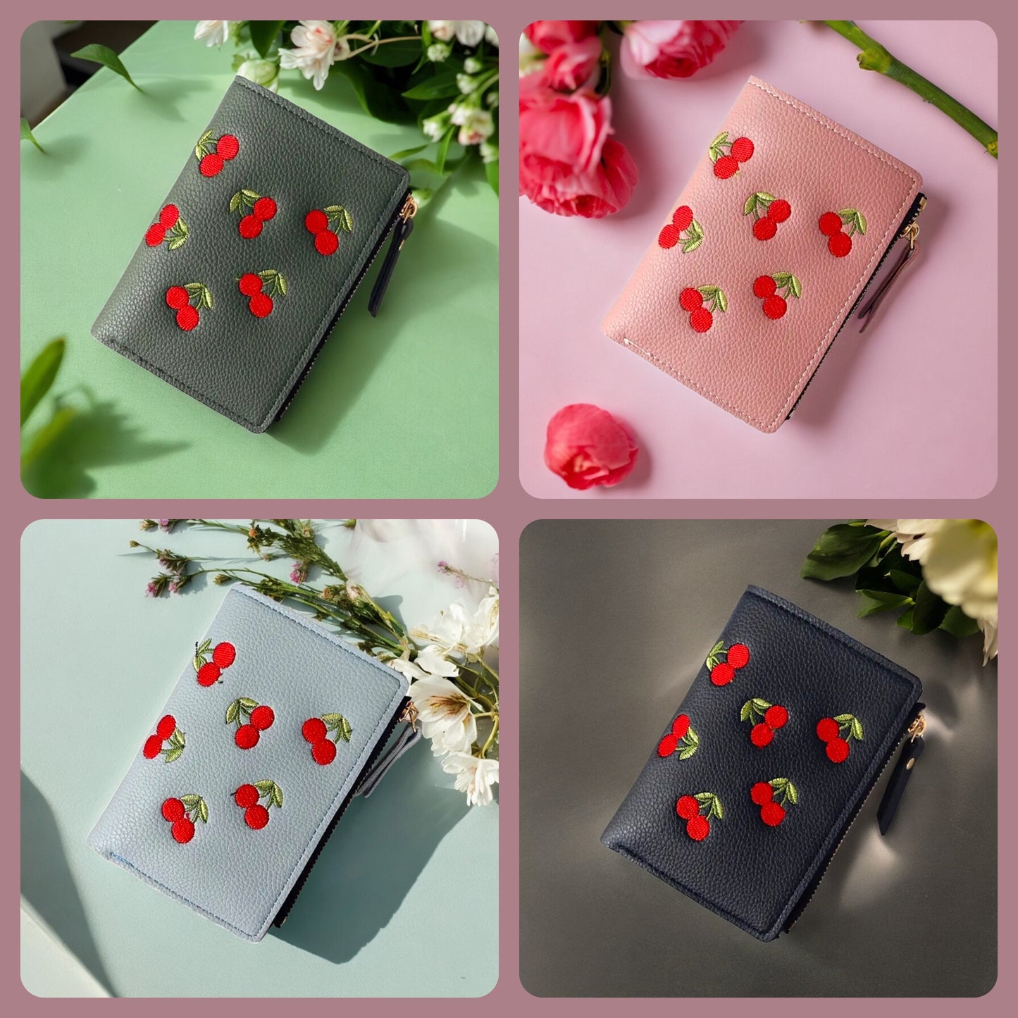 Small Faux Leather Cherry Wallet