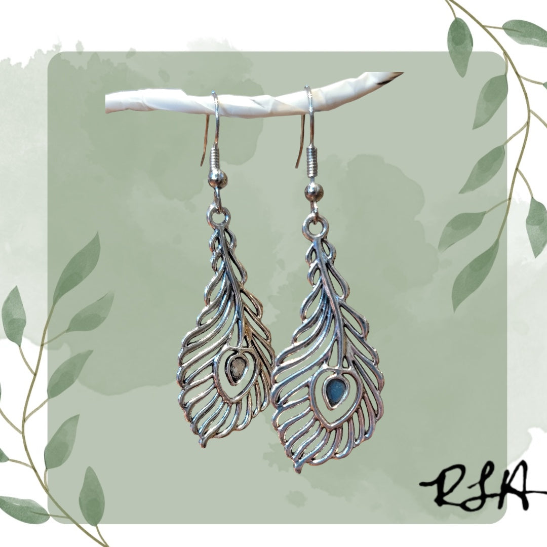 Large Peacock Feather Dangle Earrings by RLH Creative Design