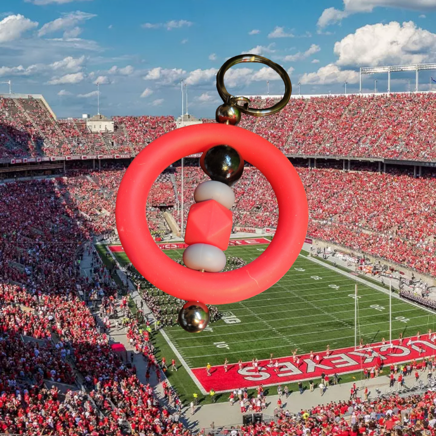 Go Bucks Circle Silicone Beaded Keychain by RLH Creative Design