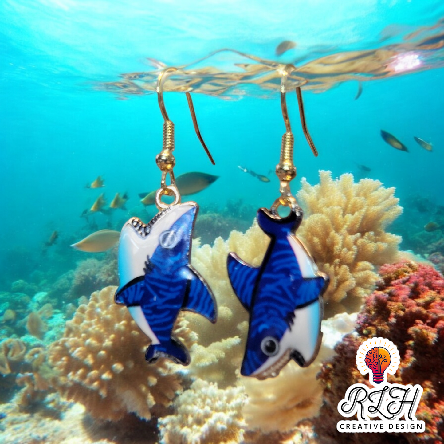 Shark Bait Mismatched Dangle Earrings by RLH Creative Design