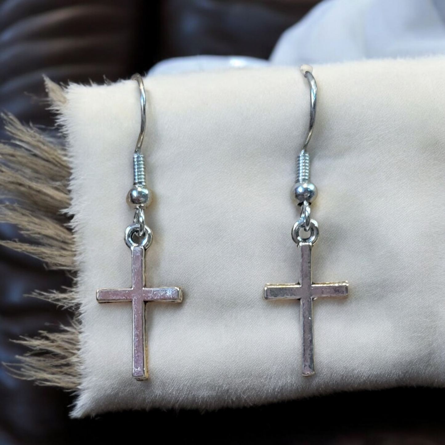 Cross Charm Dangle Earrings