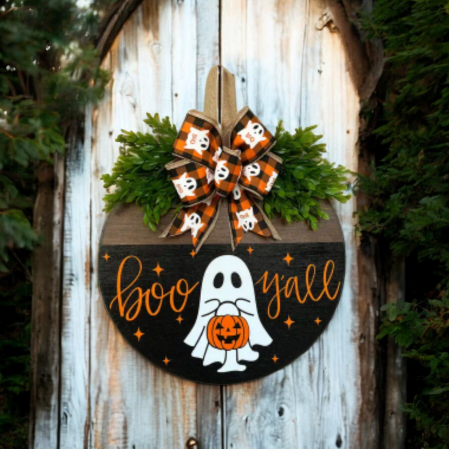 Boo Y'all Halloween Wooden Door Hanger by RLH Creative Design