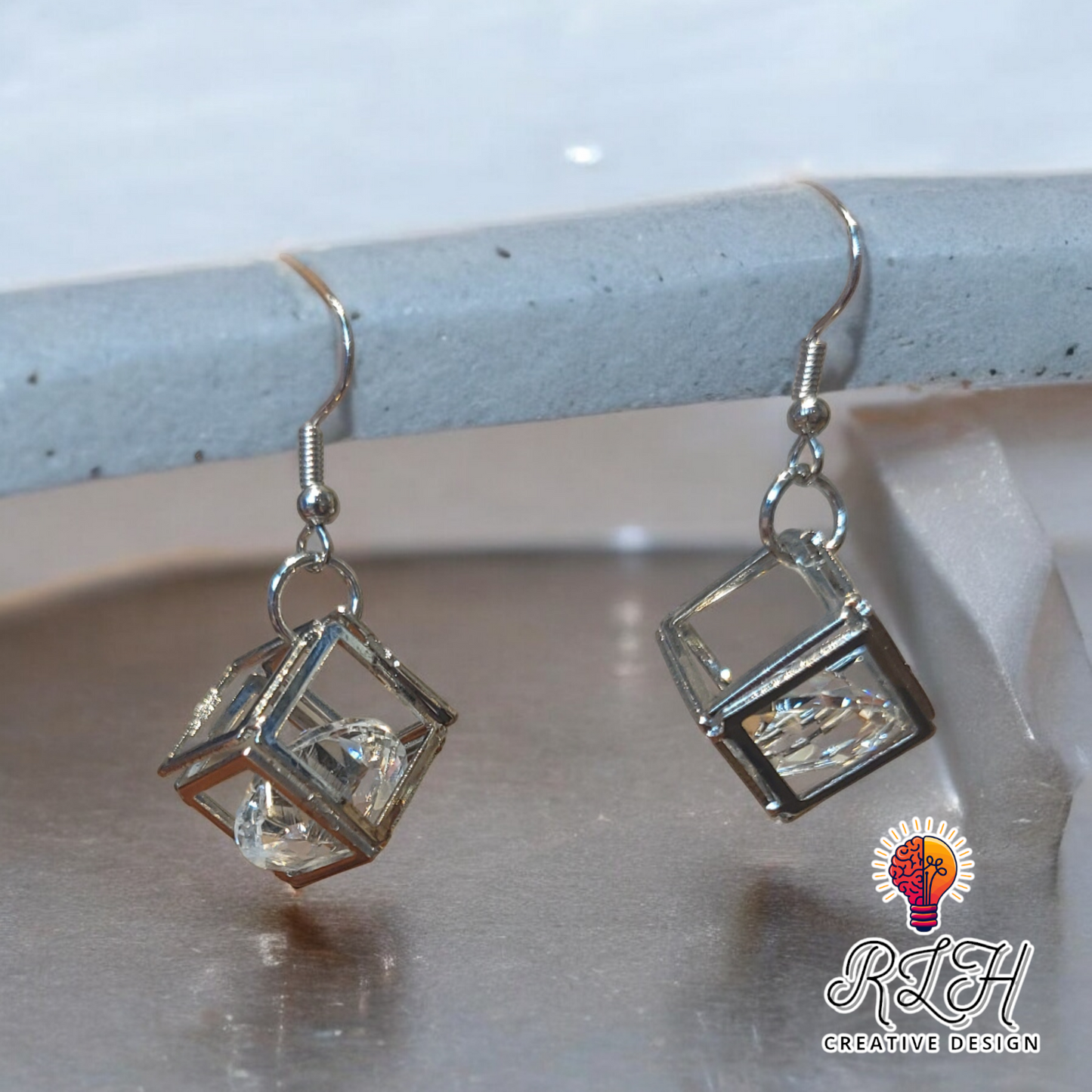 Cube Bling Dangle Earrings by RLH Creative Design