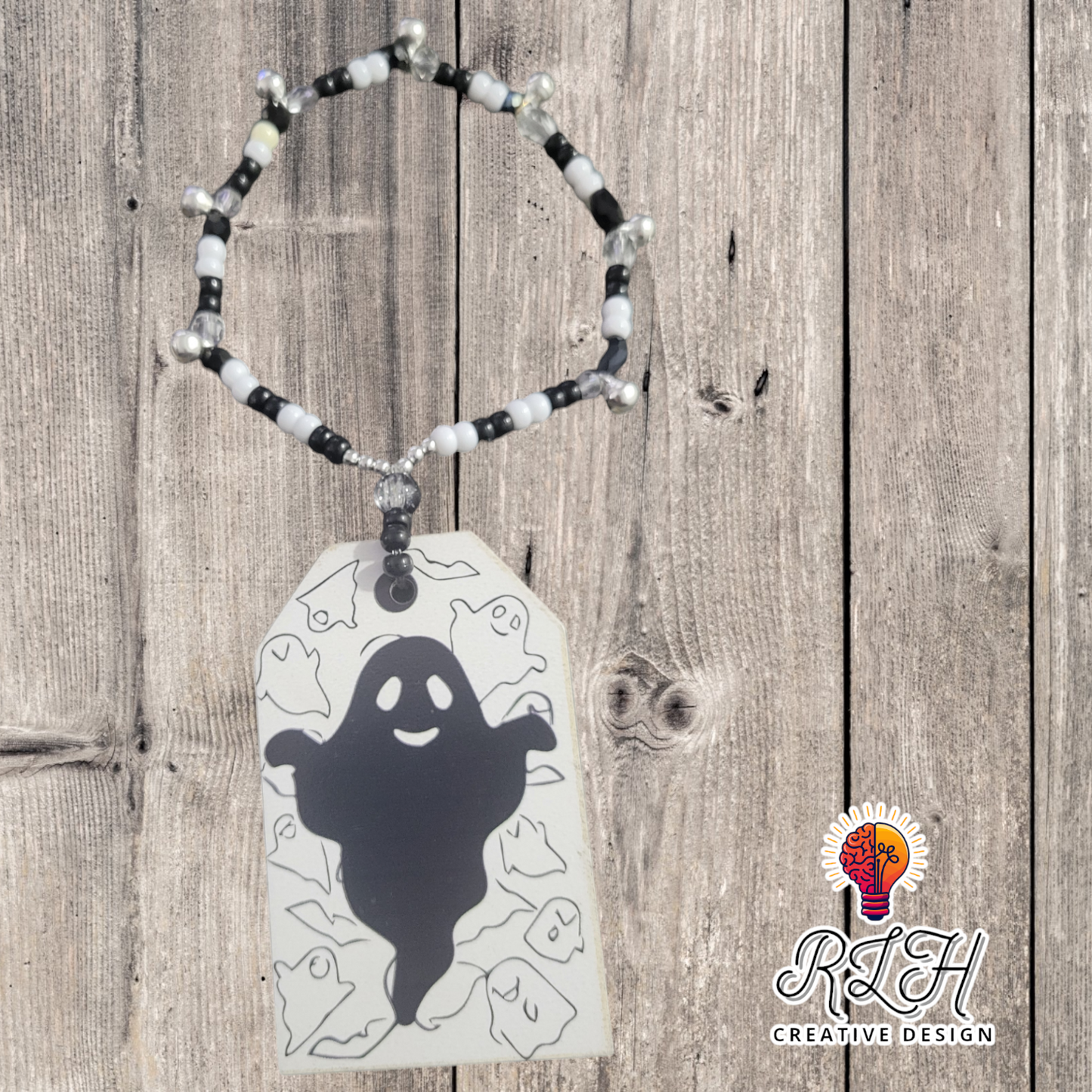 Ghost Door Knob Hanger Beaded with Bells by RLH Creative Design