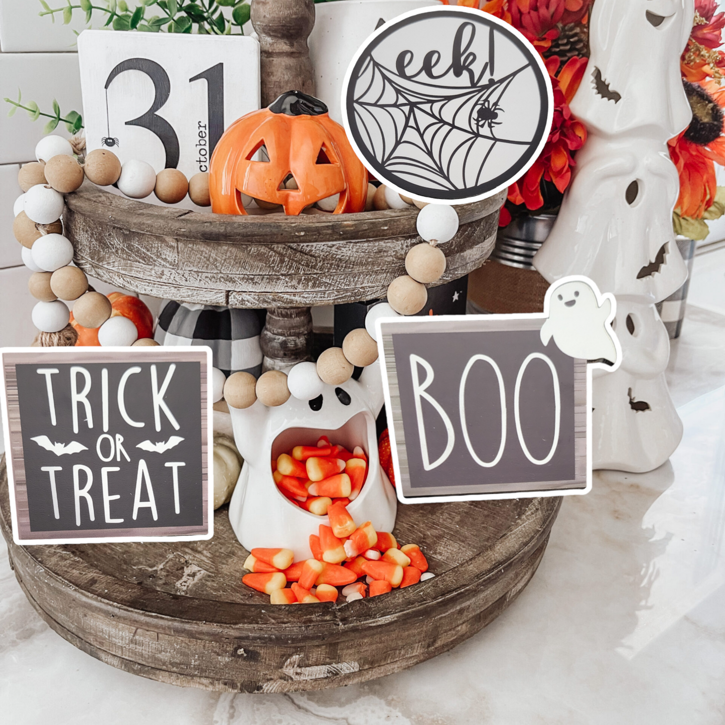 Rustic Halloween Tray Table Decor by RLH Creative Design