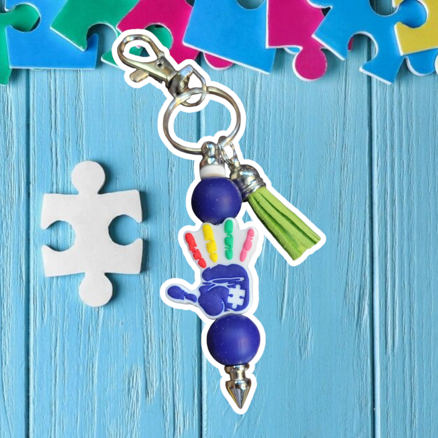 Autism Awareness Silicone Beaded Keychain by CBSM