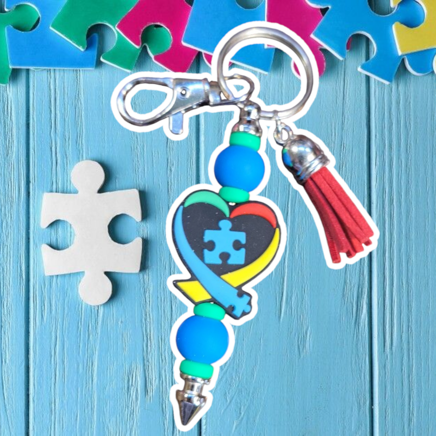 Autism Awareness Silicone Beaded Keychain by CBSM