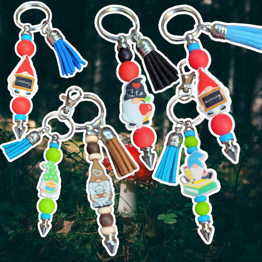 Gnome Silicone Beaded Keychain by CBSM