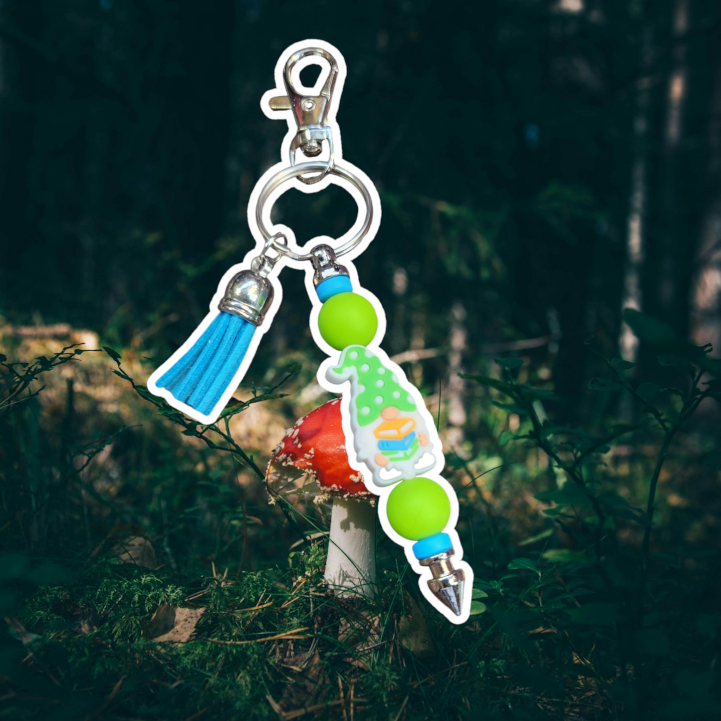 Gnome Silicone Beaded Keychain by CBSM