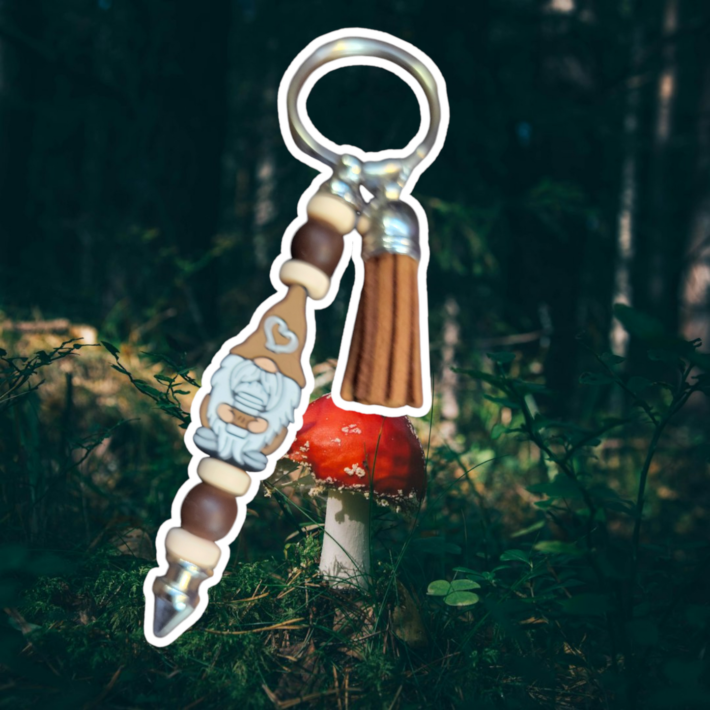 Gnome Silicone Beaded Keychain by CBSM