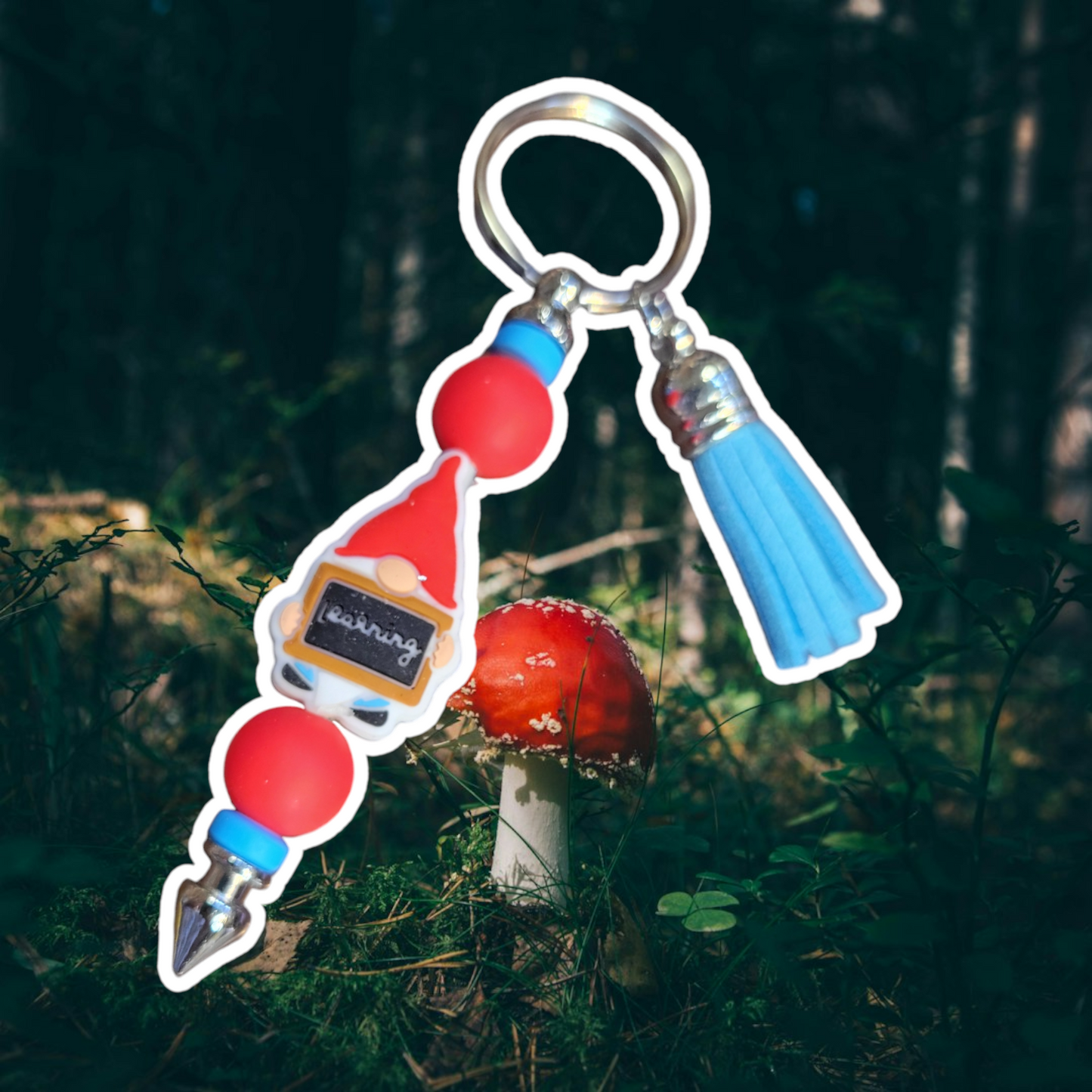 Gnome Silicone Beaded Keychain by CBSM