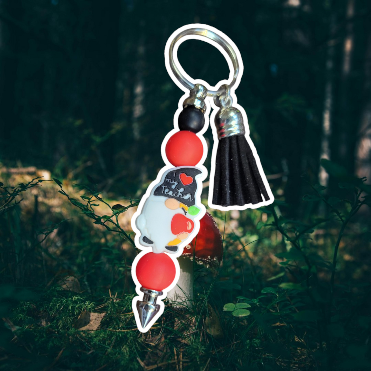 Gnome Silicone Beaded Keychain by CBSM