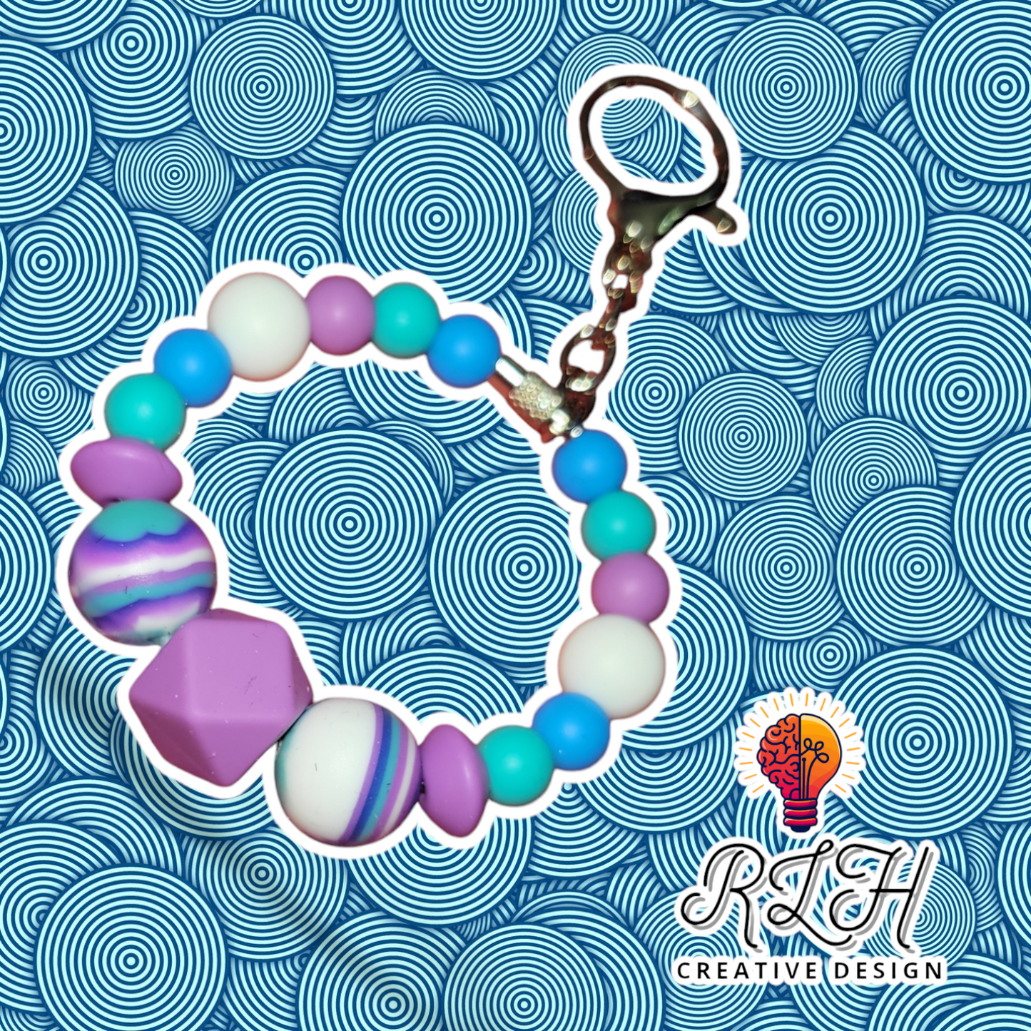 Tie Dye Loop Silicone Beaded Keychain by RLH Creative Design