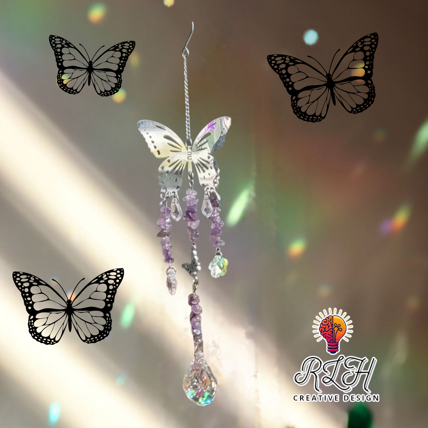 Butterfly Suncatcher with Purple Stones by RLH Creative Design