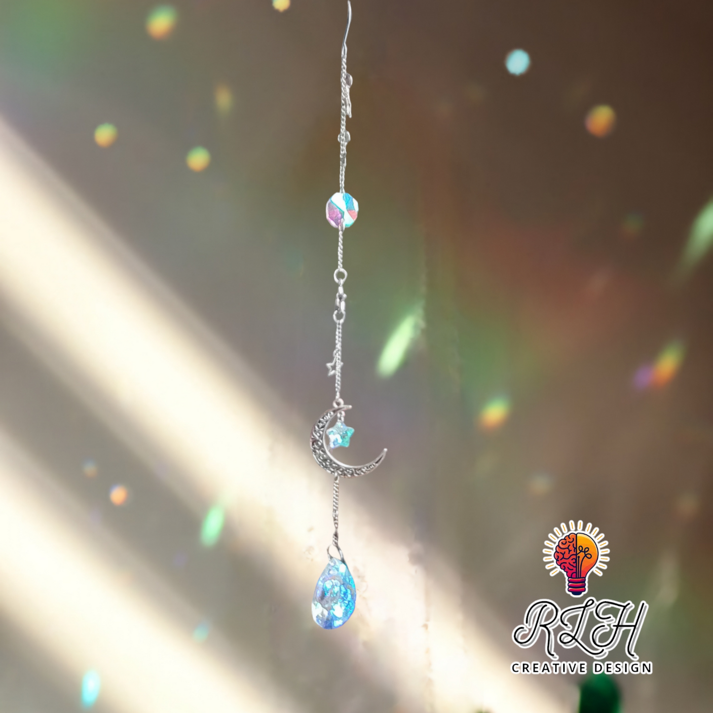 Half Moon with Stars Suncatcher by RLH Creative Design