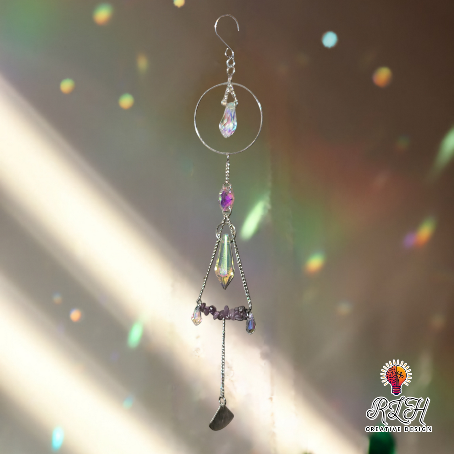 Suncatcher with Purple Stones and Triangular Accent by RLH Creative Design