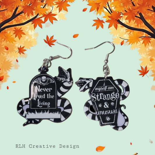 Never Trust / Strange & Unusual Mismatched Spooky Dangle Earrings by RLH Creative Design