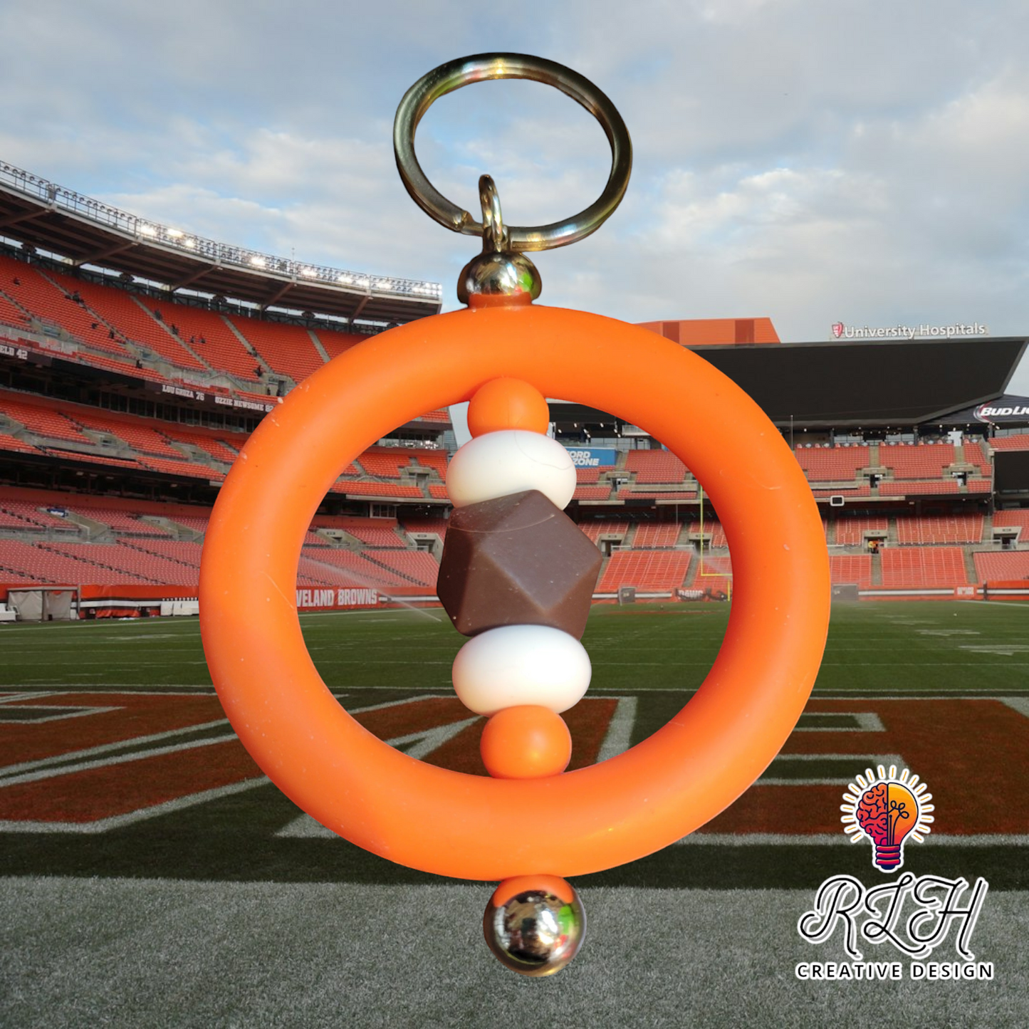 Dawg Pound Circle Silicone Beaded Keychain by RLH Creative Design