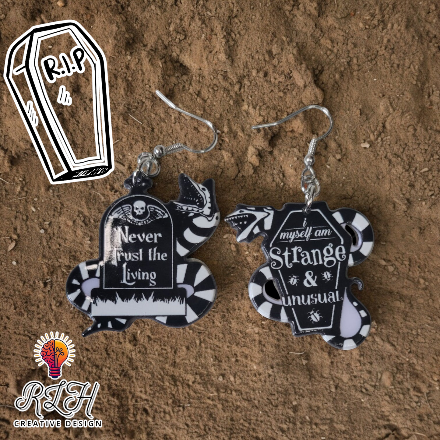 Never Trust / Strange & Unusual Mismatched Spooky Dangle Earrings by RLH Creative Design