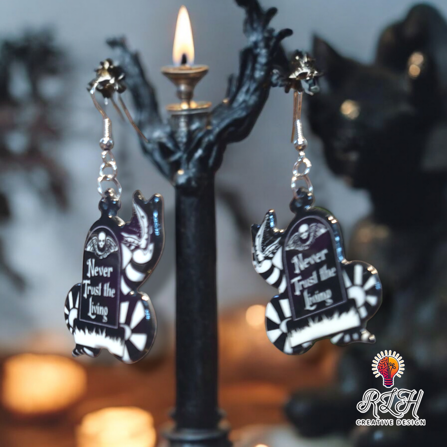 Never Trust the Living Spooky Dangle Earrings by RLH Creative Design