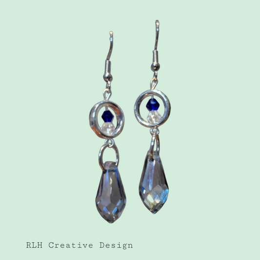 Beaded Blue Circle Dangle Earrings by RLH Creative Design