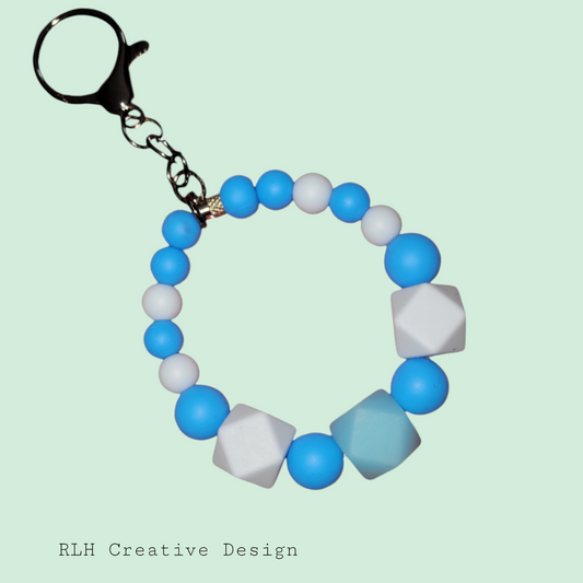 Colors of Blue Small Loop Silicone Beaded Keychain by RLH Creative Design