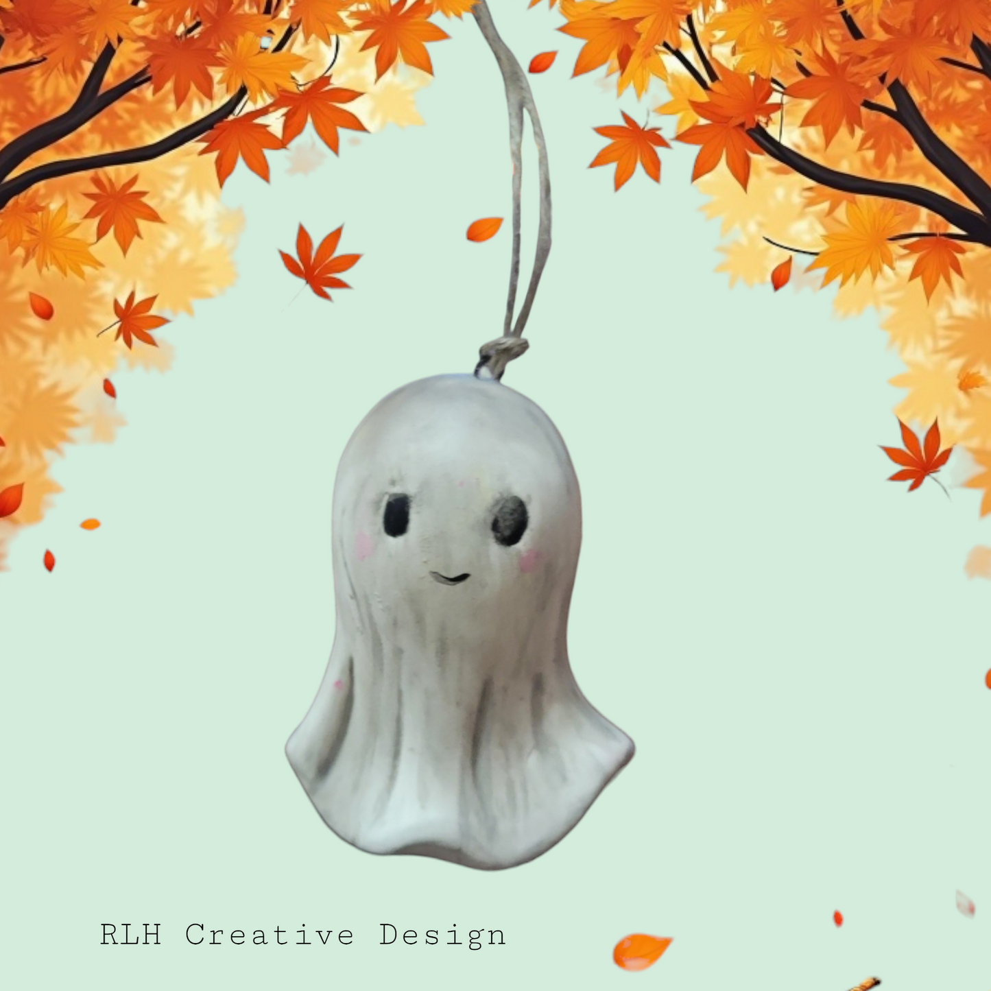 Hand Painted Ceramic Ghost Ornaments by RLH Creative Design