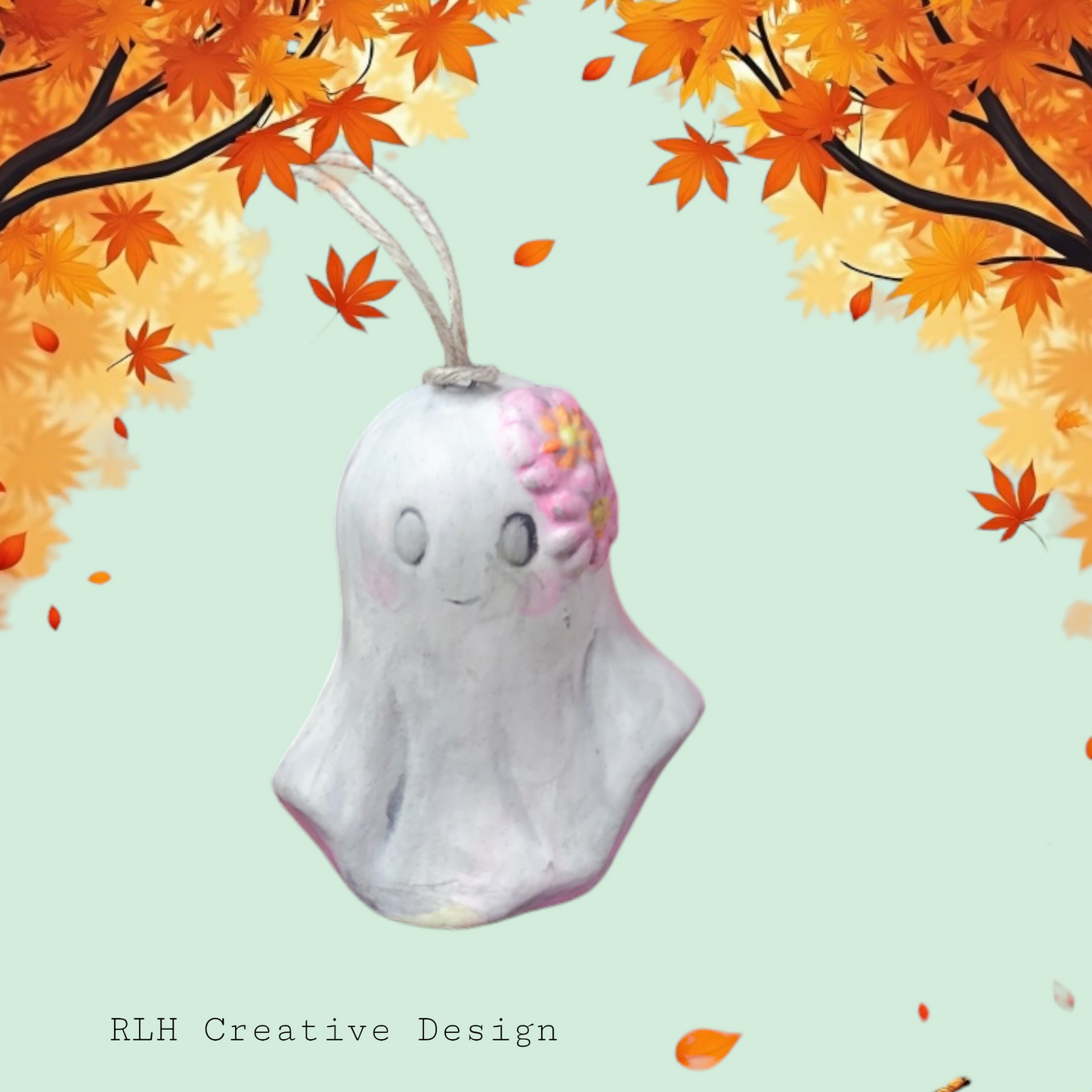 Hand Painted Ceramic Ghost Ornaments by RLH Creative Design