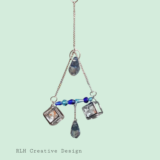 Short Triangular Suncatcher with Blue Accents by RLH Creative Design