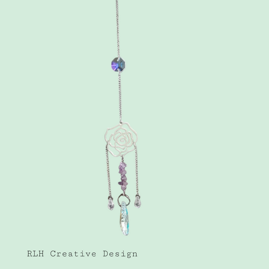 Rose Suncatcher with Purple Stones by RLH Creative Design