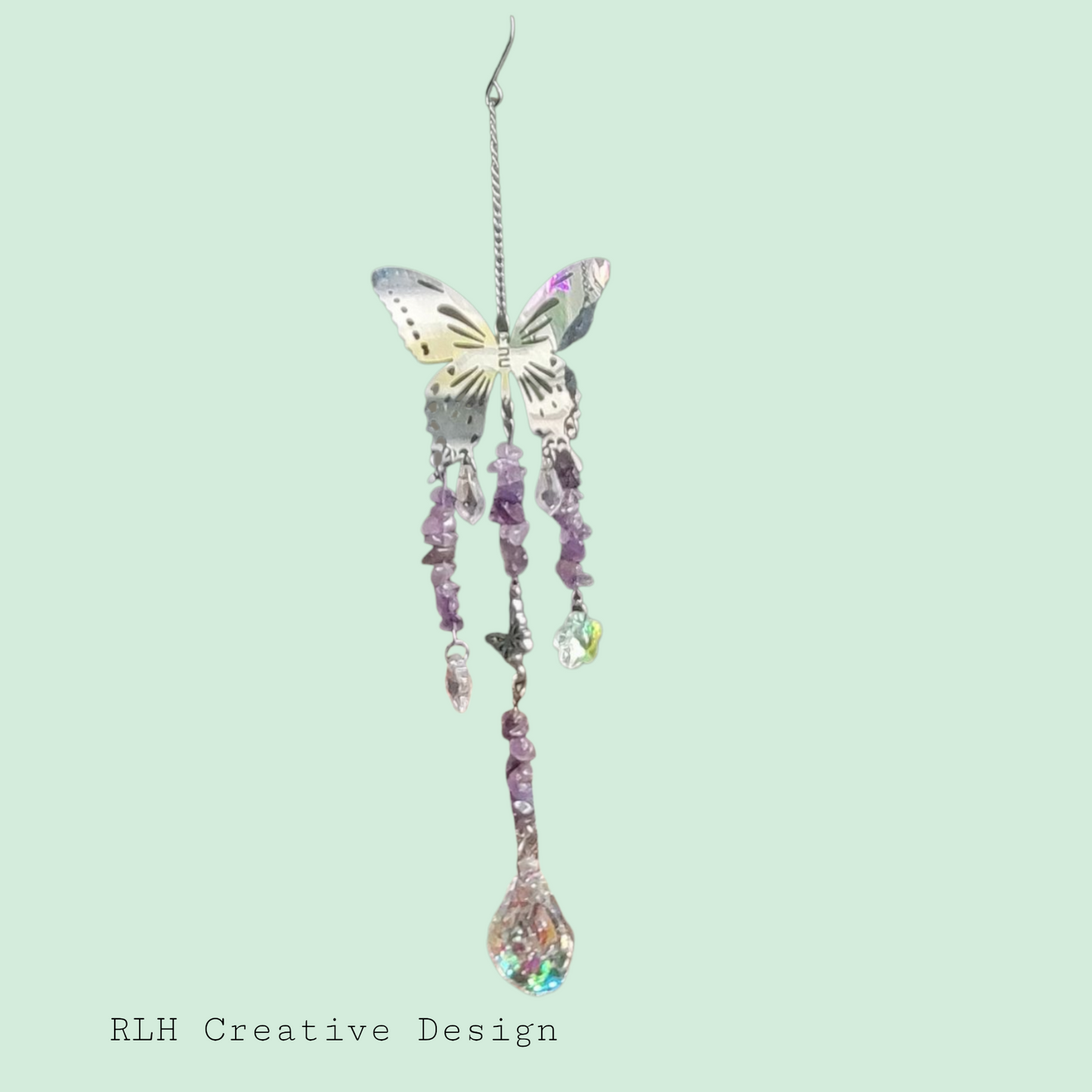 Butterfly Suncatcher with Purple Stones by RLH Creative Design