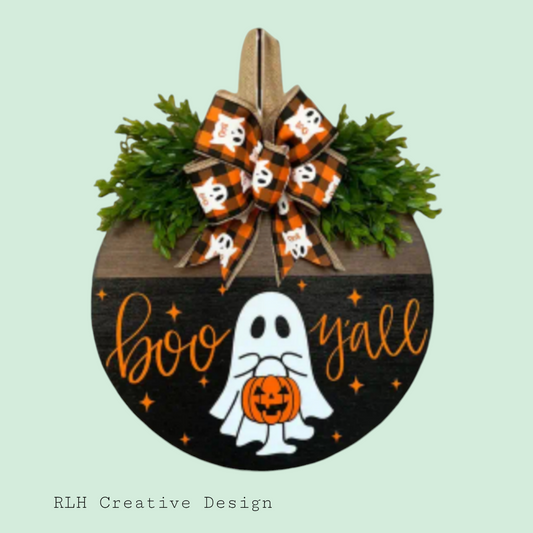 Boo Y'all Halloween Wooden Door Hanger by RLH Creative Design