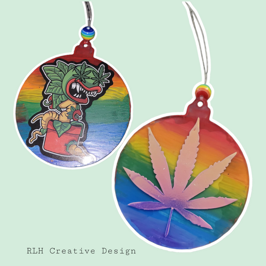 Double Sided Hand Painted Mary Jane Tie Dye Plant Ornament / Car Hanger by RLH Creative Design