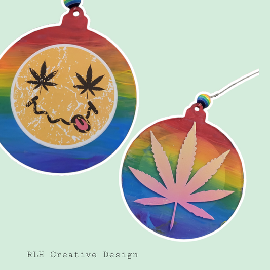 Double Sided Hand Painted Mary Jane Tie Dye Smiley Ornament / Car Hanger by RLH Creative Design