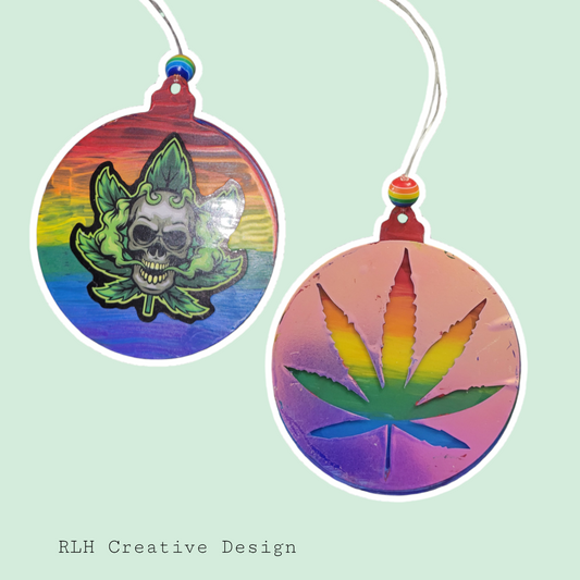 Double Sided Hand Painted Skull & Mary Jane Tie Dye Ornament / Car Hanger by RLH Creative Design