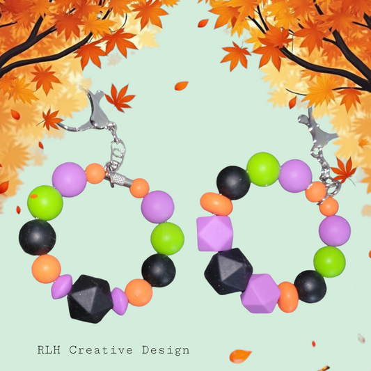 Halloween Colors Small Loop Silicone Beaded Keychain by RLH Creative Design