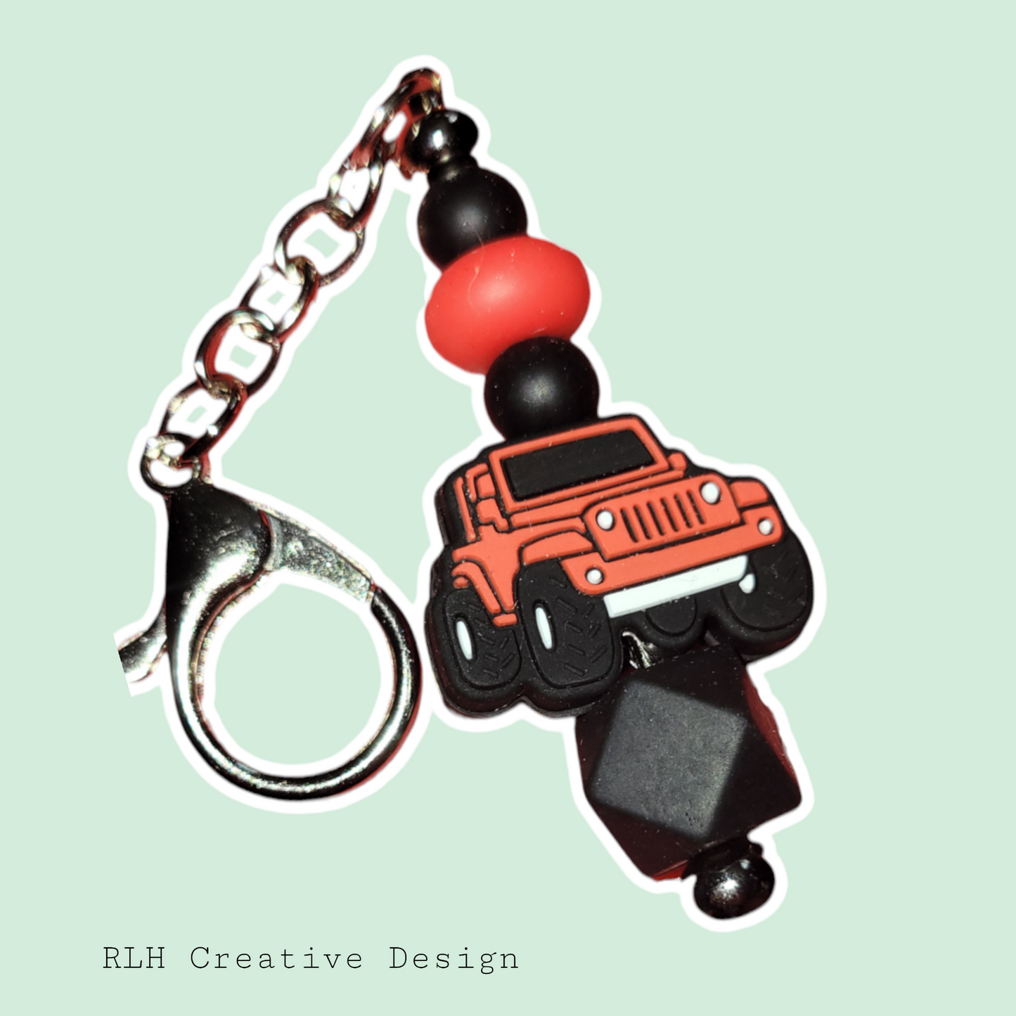 Red Jeep Beaded Keychain by RLH Creative Design