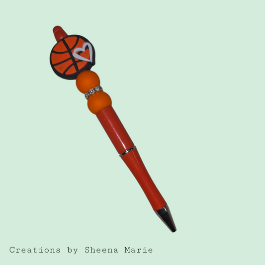 Team Spirit Basketball Beaded Pen