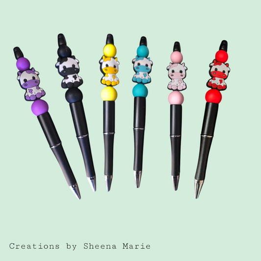 Cute Cow Beaded Pen