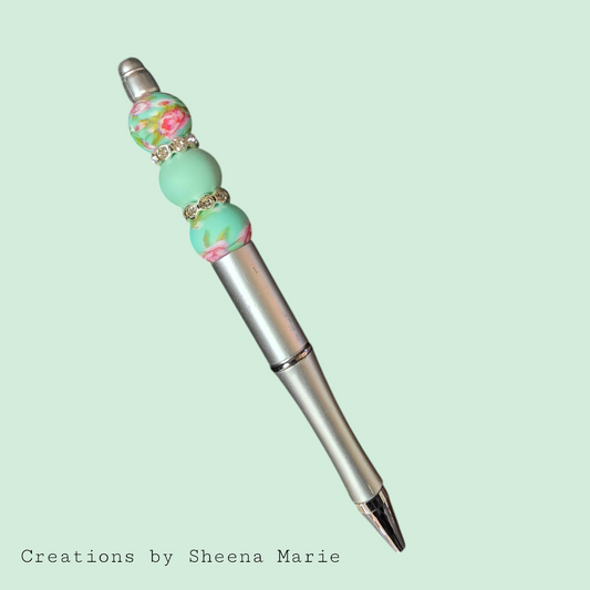 Floral Print Beaded Pen