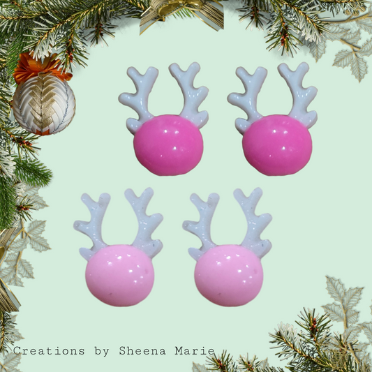 Pink Reindeer Stud Earrings