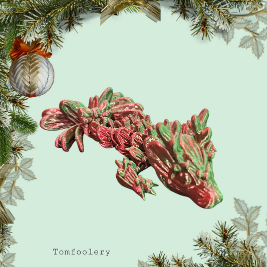 3d Printed Colorshift Red & Green  Christmas Mistletoe Dragon