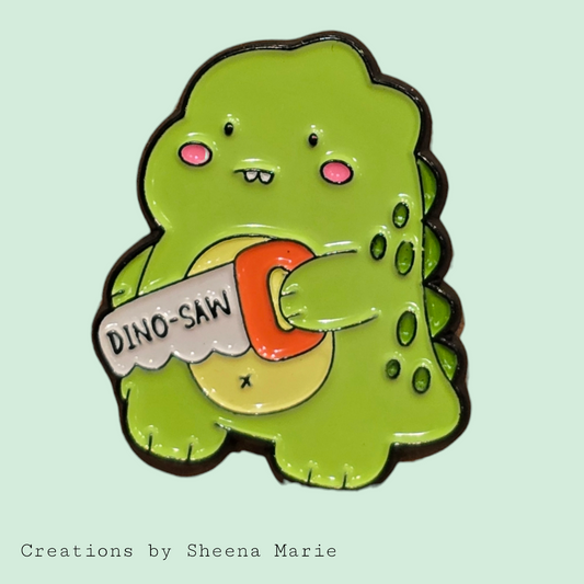 Cute Dinosaur Dino-Saw Enamel Pin