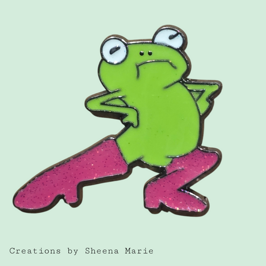 Glitter Boot Frog Enamel Pin