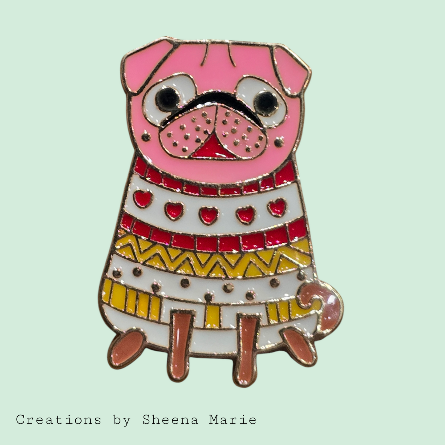 Pug in a Sweater Enamel Pin